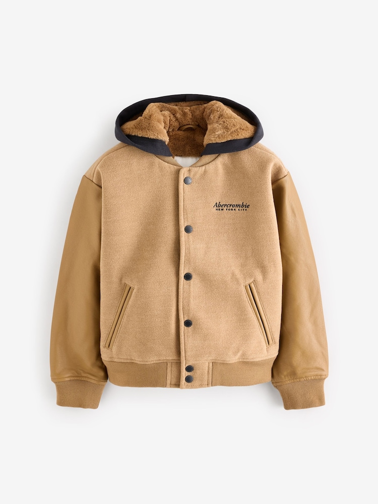 Abercrombie & Fitch Natural  Hooded Bomber Jacket - Image 1 of 3