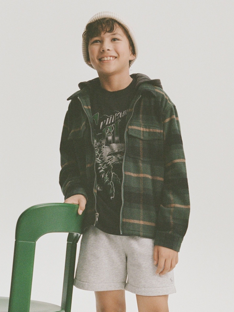 Abercrombie & Fitch Flannel Check Zip-Up Hooded Jacket - Image 1 of 3 Abercrombie & Fitch Flannel Check Zip-Up Hooded Jacket - Image 1 of 3