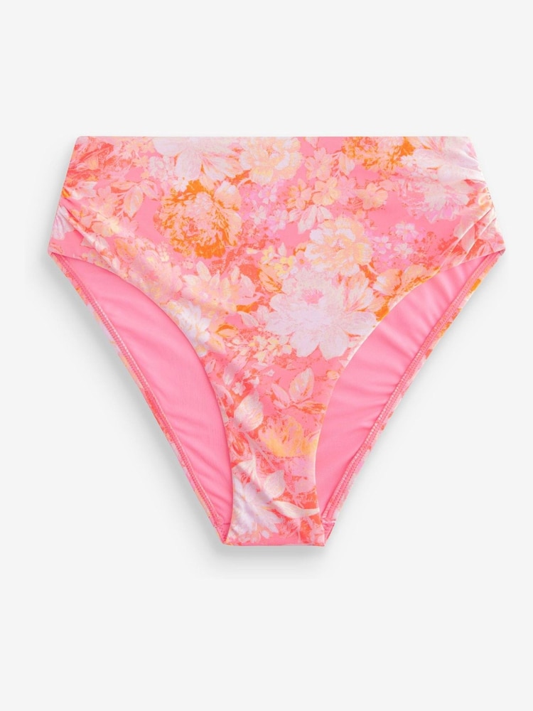 Laura Ashley Coral Pink Mathilde High Waist Bikini Bottoms - Image 5 of 7