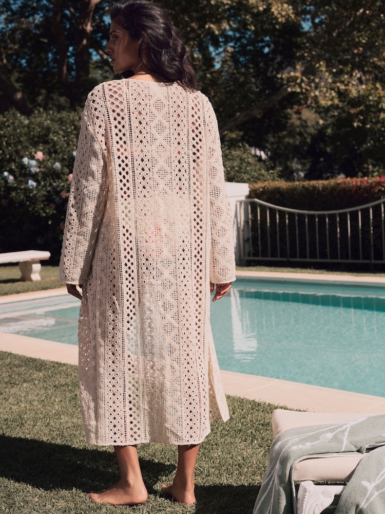 Laura Ashley Ecru Crochet Beach Dress - Image 2 of 8
