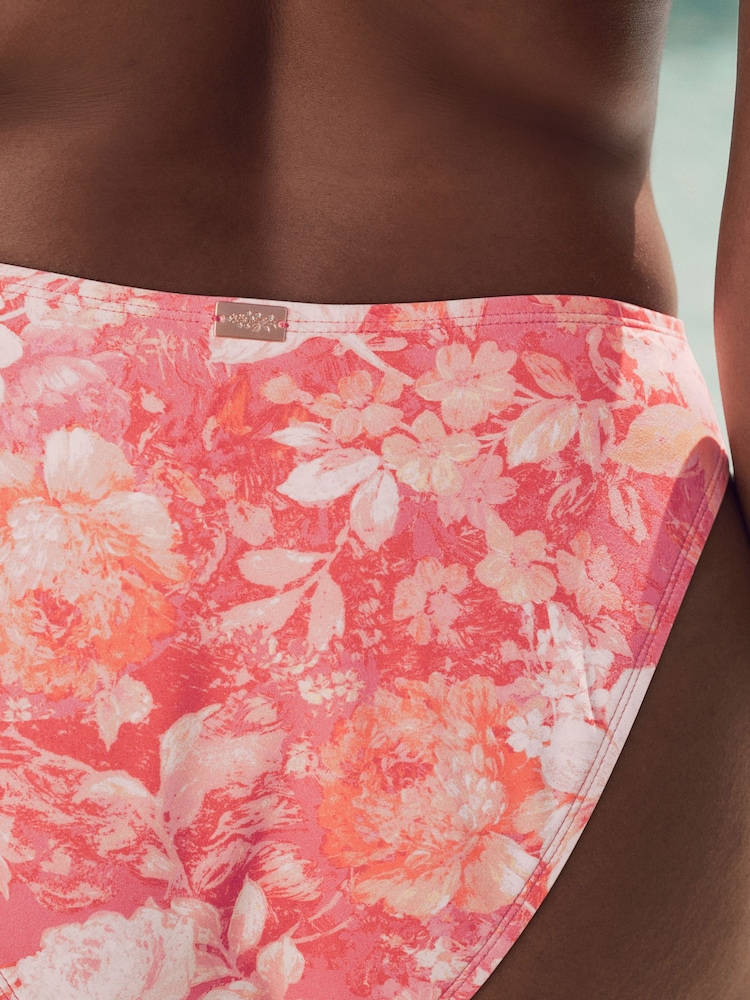 Laura Ashley Coral Pink Mathilde High Leg Bikini Bottoms - Image 4 of 7