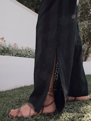 Laura Ashley Black 100% Cotton Broderie Beach Trousers - Image 5 of 8