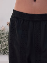 Laura Ashley Black 100% Cotton Broderie Beach Trousers - Image 6 of 8