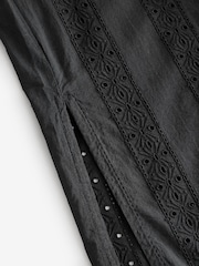 Laura Ashley Black 100% Cotton Broderie Beach Trousers - Image 8 of 8