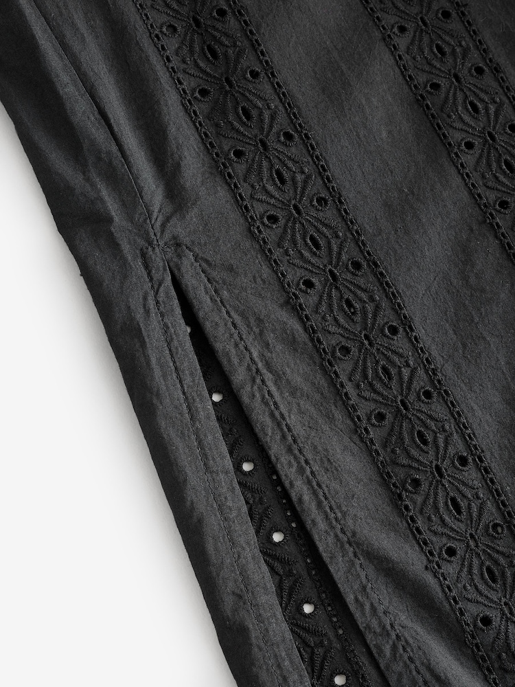 Laura Ashley Black 100% Cotton Broderie Beach Trousers - Image 8 of 8