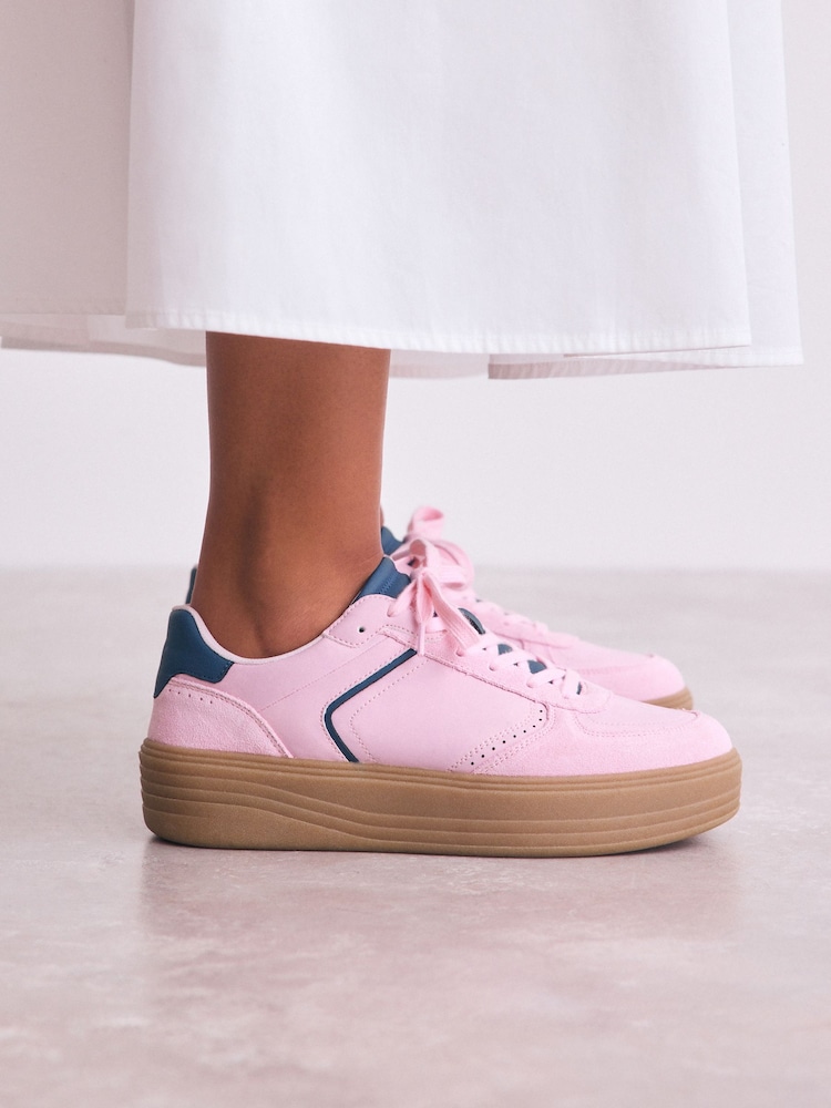 rožnata - Forever Comfort® Chunky Platform Lace Up Trainers - Slika 2 iz 9 rožnata - Forever Comfort® Chunky Platform Lace Up Trainers - Slika 2 iz 9