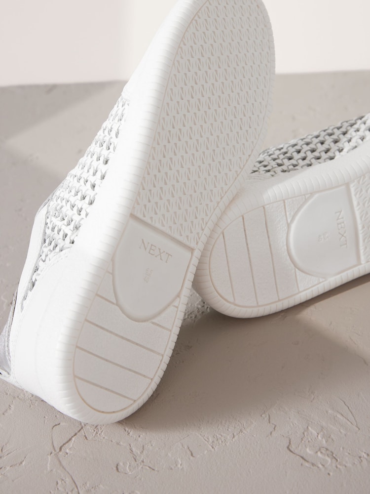 Weiß - Forever Comfort® – Schmale Schnür-Sneaker aus Leder mit runder Zehenpartie und Webmuster - Bild 5 von 5 Weiß - Forever Comfort® – Schmale Schnür-Sneaker aus Leder mit runder Zehenpartie und Webmuster - Bild 5 von 5
