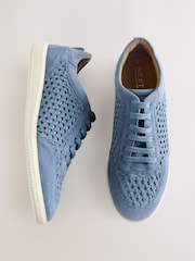 Blue Forever Comfort® Leather Round Toe Weave Slim Lace Up Trainers - Image 1 of 5