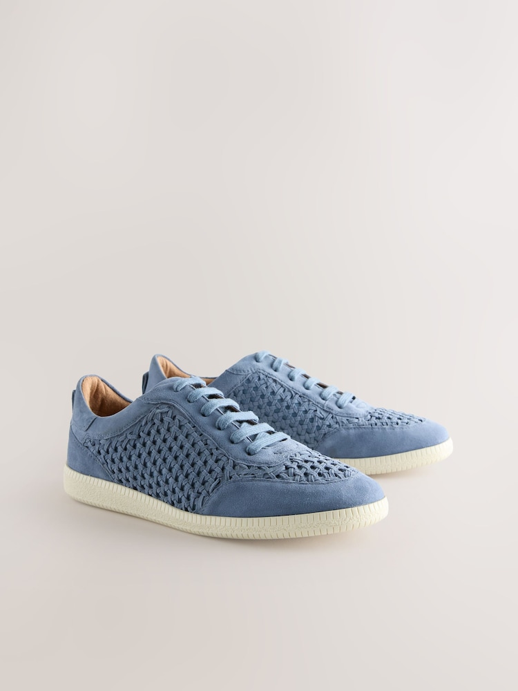 Blue Forever Comfort® Leather Round Toe Weave Slim Lace Up Trainers - Image 2 of 5