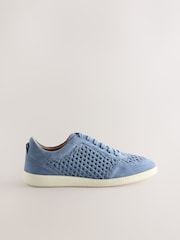 Blue Forever Comfort® Leather Round Toe Weave Slim Lace Up Trainers - Image 3 of 5