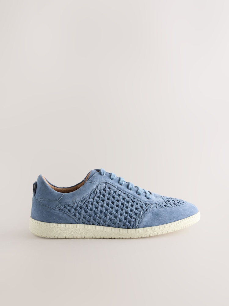Blue Forever Comfort® Leather Round Toe Weave Slim Lace Up Trainers - Image 3 of 5