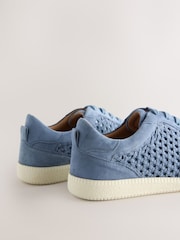 Blue Forever Comfort® Leather Round Toe Weave Slim Lace Up Trainers - Image 4 of 5