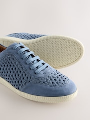 Blue Forever Comfort® Leather Round Toe Weave Slim Lace Up Trainers - Image 5 of 5