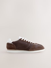 Chocolate Brown Forever Comfort® Leather Round Toe Retro Chunky Lace Up Trainers - Image 2 of 5