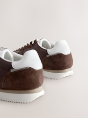 Chocolate Brown Forever Comfort® Leather Round Toe Retro Chunky Lace Up Trainers - Image 4 of 5