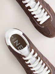 Chocolate Brown Forever Comfort® Leather Round Toe Retro Chunky Lace Up Trainers - Image 5 of 5