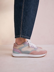 Multi Pastel Forever Comfort® Leather Panel Detail Chunky Lace-Up Joggers - Image 1 of 10