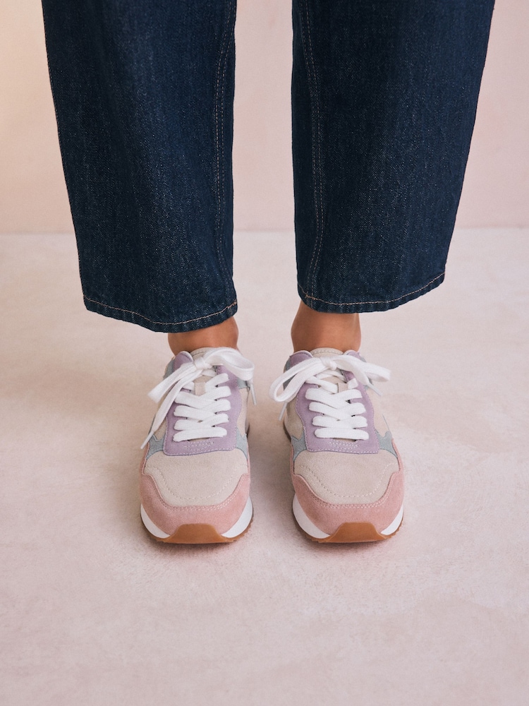 Multi Pastel Forever Comfort® Leather Panel Detail Chunky Lace-Up Joggers - Image 2 of 10
