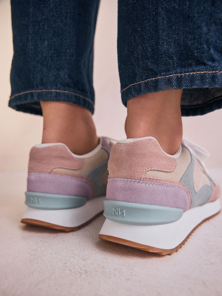Multi Pastel Forever Comfort® Leather Panel Detail Chunky Lace-Up Joggers - Image 3 of 10