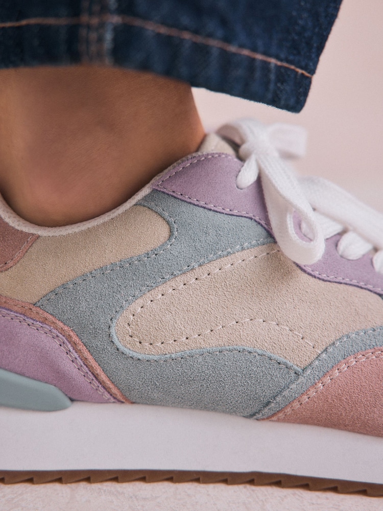 Multi Pastel Forever Comfort® Leather Panel Detail Chunky Lace-Up Joggers - Image 4 of 10