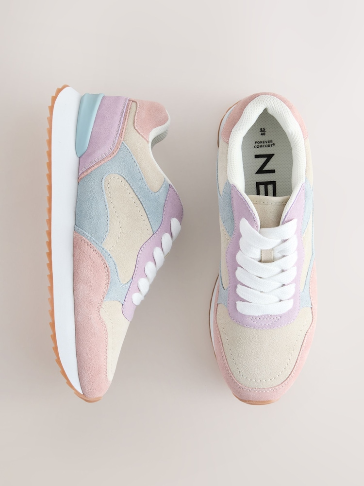 Multi Pastel Forever Comfort® Leather Panel Detail Chunky Lace-Up Joggers - Image 5 of 10