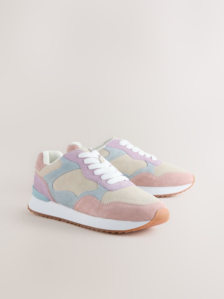 Multi Pastel Forever Comfort® Leather Panel Detail Chunky Lace-Up Joggers - Image 6 of 10