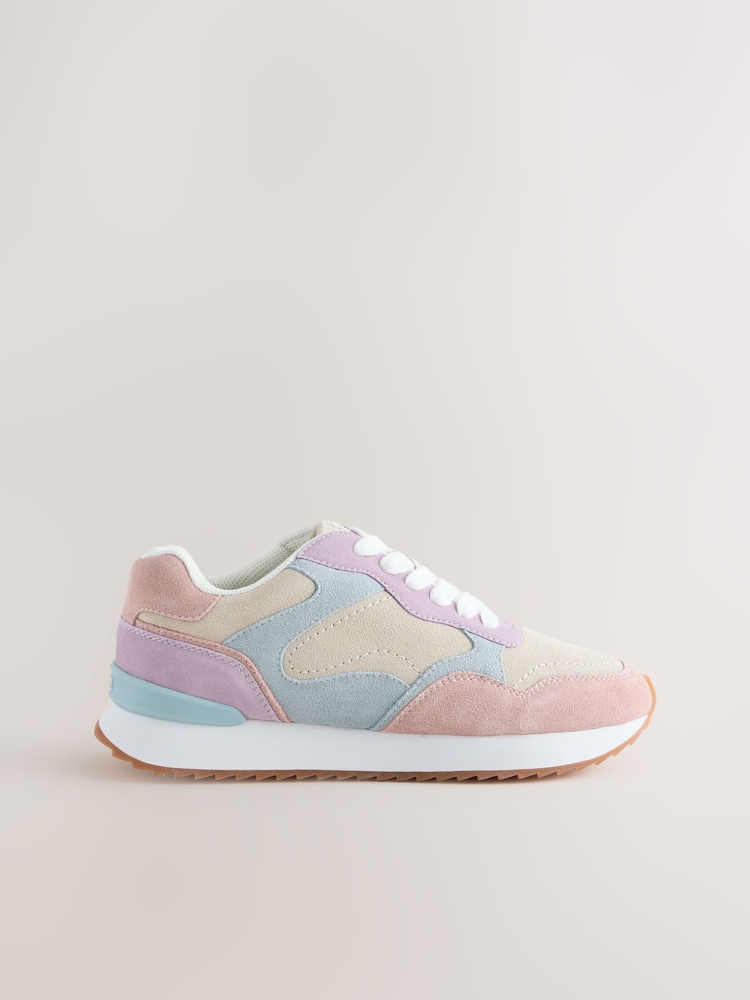 Multi Pastel Forever Comfort® Leather Panel Detail Chunky Lace-Up Joggers - Image 7 of 10