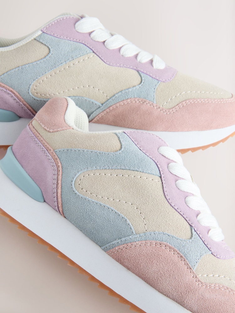 Multi Pastel Forever Comfort® Leather Panel Detail Chunky Lace-Up Joggers - Image 8 of 10