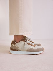 Neutral Forever Comfort® Leather Panel Detail Chunky Lace-Up Joggers - Image 1 of 9