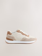 Neutral Forever Comfort® Leather Panel Detail Chunky Lace-Up Joggers - Image 5 of 9