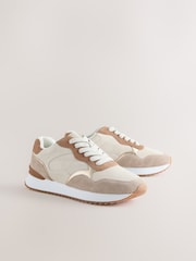 Neutral Forever Comfort® Leather Panel Detail Chunky Lace-Up Joggers - Image 6 of 9