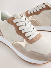 Neutral Forever Comfort® Leather Panel Detail Chunky Lace-Up Joggers - Image 8 of 9