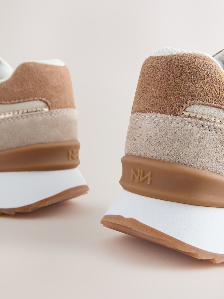Neutral Forever Comfort® Leather Panel Detail Chunky Lace-Up Joggers - Image 9 of 9