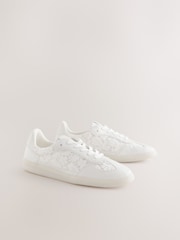 Neutral Broderie Forever Comfort® Slim Lace Up Trainers - Image 1 of 5