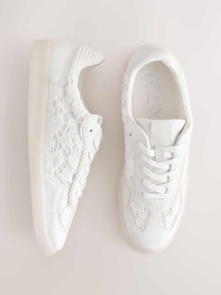 Neutral Broderie Forever Comfort® Slim Lace Up Trainers - Image 2 of 5