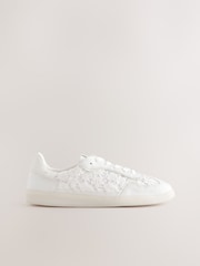 Neutral Broderie Forever Comfort® Slim Lace Up Trainers - Image 3 of 5