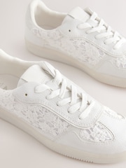 Neutral Broderie Forever Comfort® Slim Lace Up Trainers - Image 4 of 5