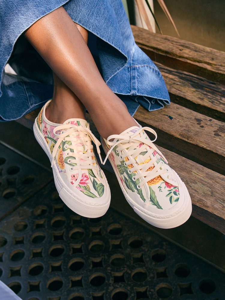Kew Collection Floral Forever Comfort® Round Toe Chunky Baseball Trainers - Image 3 of 8