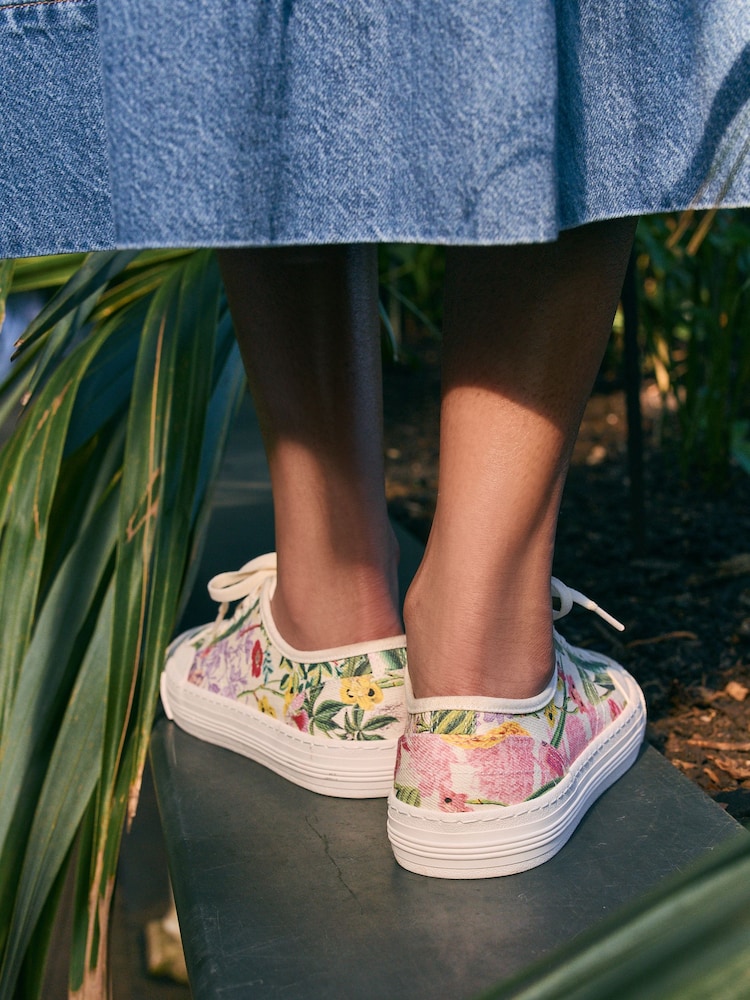 Kew Collection Floral Forever Comfort® Round Toe Chunky Baseball Trainers - Image 4 of 8