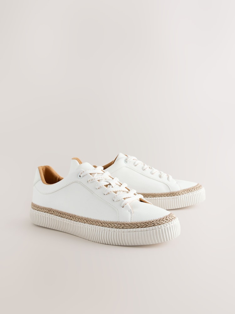 Buy White Chunky Lace-Up Espadrilles Trainers from Next Oman