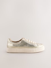 Gold Forever Comfort® Round Toe Espadrille Lace Up Trainers - Image 3 of 5