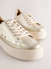 Gold Forever Comfort® Round Toe Espadrille Lace Up Trainers - Image 4 of 5
