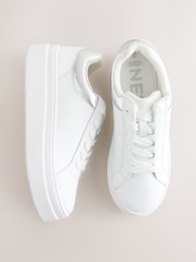 White Forever Comfort® Leather Round Toe Chunky Lace Up Trainers - Image 3 of 5