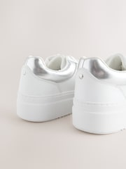 White Forever Comfort® Leather Round Toe Chunky Lace Up Trainers - Image 4 of 5