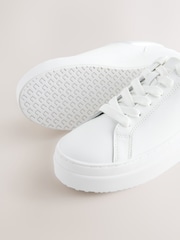 White Forever Comfort® Leather Round Toe Chunky Lace Up Trainers - Image 5 of 5