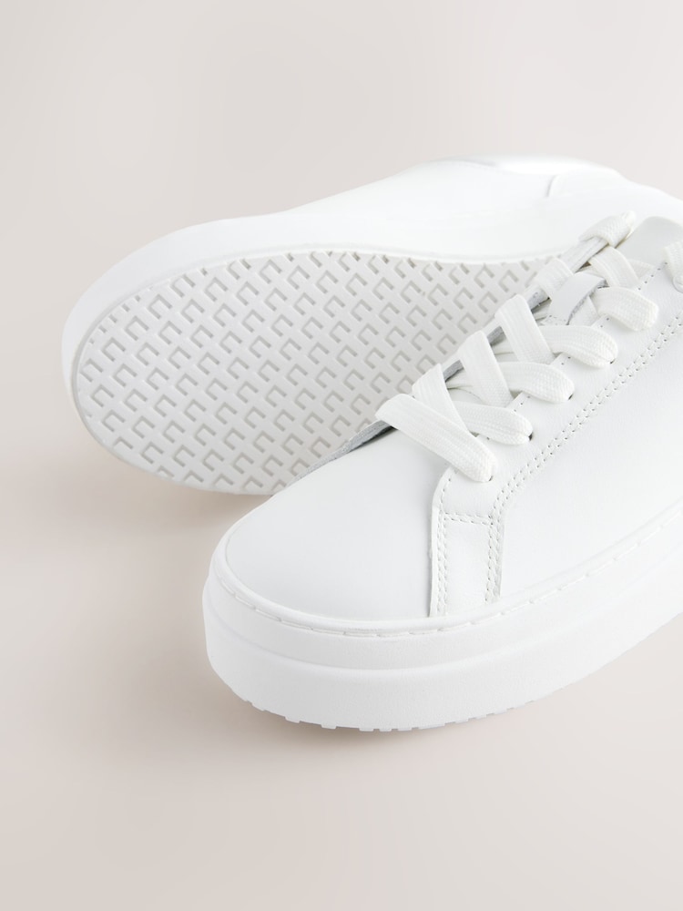 White Forever Comfort® Leather Round Toe Chunky Lace Up Trainers - Image 5 of 5