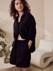 Schwarz - Shorts aus Leinenmischung - Image 1 of 7