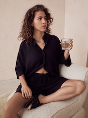 Black Linen Blend Shirt - Image 1 of 6
