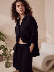 Black Linen Blend Shirt - Image 2 of 6