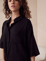 Black Linen Blend Shirt - Image 5 of 6
